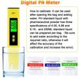 PH Mètre, Mètre PH TDS EC température 4 en 1 Set, Test PH Écran LCD, pour l'eau Potable, Aquariums, Piscines A116-2