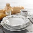 Veweet SERENA 30pcs Service de Table Porcelaine 6pcs pour Assiette Plate, Assiette à Dessert, Assiette Creuse, Tasse avec Soucoupes-2