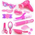 25 pièces semblant enfant jouer maquillage jouets rose maquillage ensemble coiffure Simulation pour filles habillage-2