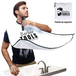 Oulensy Barbe Professionnelle Bavoir /à raser Toilettage Tablier avec Ventouse Catcher Cheveux Accueil Salon Blanc