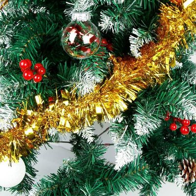 Lot De 5 Guirlandes De Noël Torsadées Avec Nœuds Rouges - 200 Cm, Décoration Intérieure/extérieure - 6