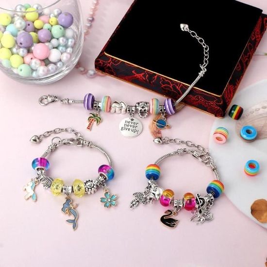 Kit De Bracelets à Breloques DIY - 5 Bracelets Chaîne Argent - Perles Et Charms - Cadeau Créatif Pour Filles Kit Bracelets Breloques Diy Kit De Bracelets à Breloques DIY - 5 Bracelets Chaîne Argent - Perles Et Charms - Cadeau Créatif Pour Filles Kit Bracelets Breloques Diy