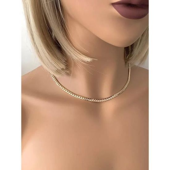 Collier Maille Anglaise Bombé Plaqué Or 18 Carats - 45 Cm - Neuf Avec étiquettes