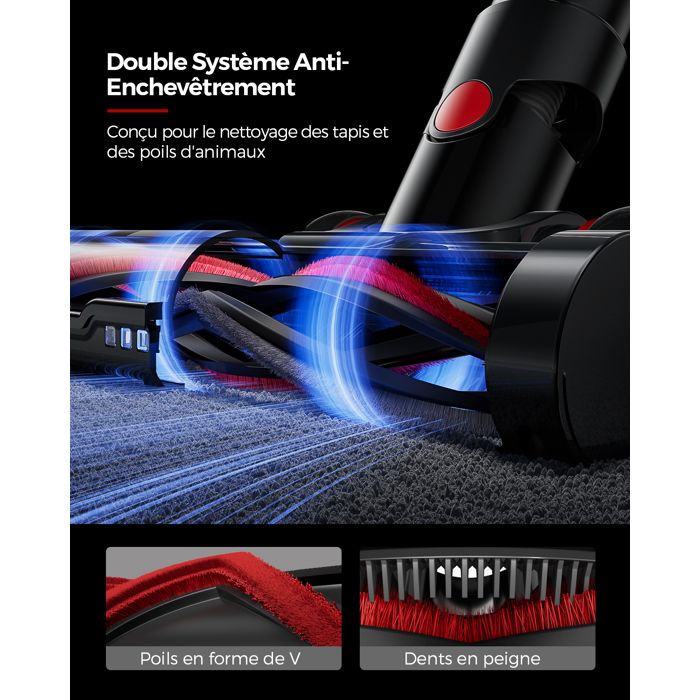 Aspirateur Balai Sans Fil V15 MOPX - Laveur 2 En 1, 60 Min Autonomie, Batterie Amovible, Pour Sols Et Tapis