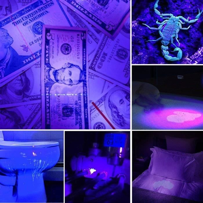 KIMISS lampe de poche Blacklight Lampe de poche UV LED 365nm en alliage