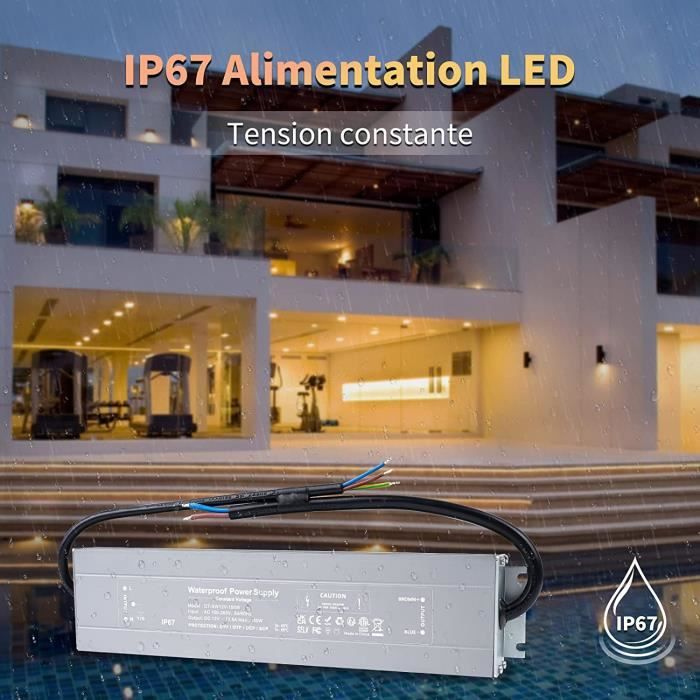 Transformateur 220V 12V 300W, 25A Alimentation LED IP67 Etanche ...