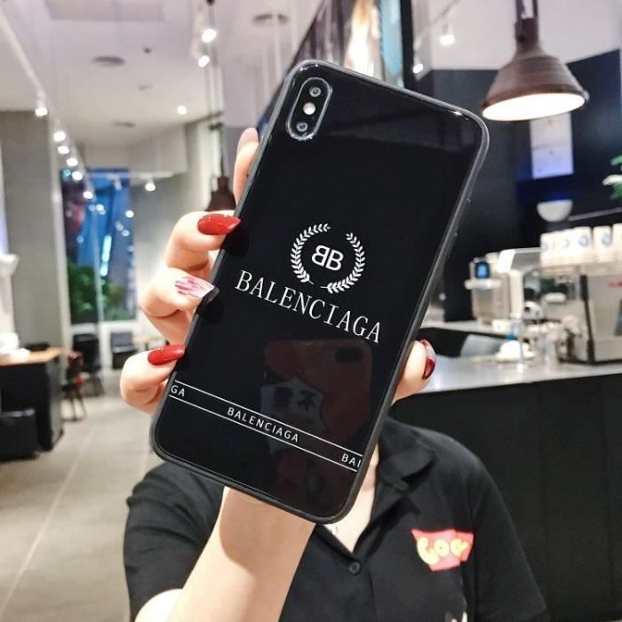 2PCS Balenciaga Coque iPhone 7 8 Verre Blanc Noir Cdiscount