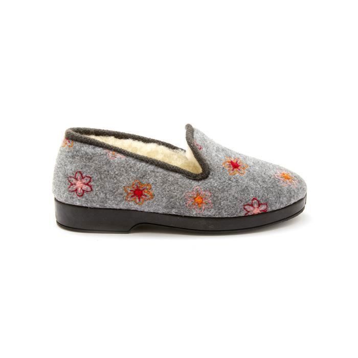 Charentaises fourr es laine CHARMANCE Gris Femme Gris
