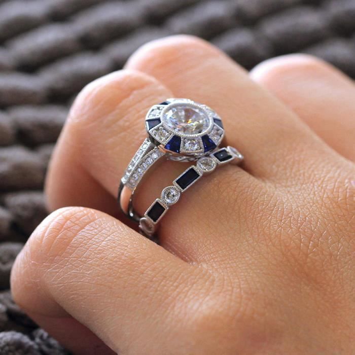 Bague de sales fiancaille diamant bleu