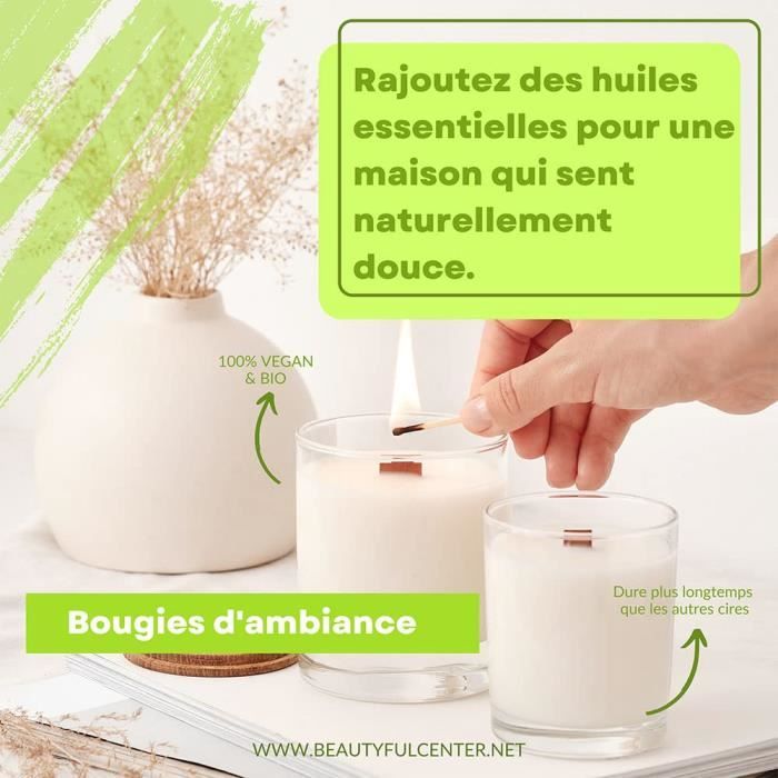 Purespa Cire De Soja En Flocons 2KG - 100% Naturelle Et Bio Pour Fabriquer Des Bougies