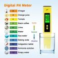 PH Mètre, Mètre PH TDS EC température 4 en 1 Set, Test PH Écran LCD, pour l'eau Potable, Aquariums, Piscines A116-3