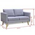 |Promotion| Sofa Canapé de relaxation | Canapé droit fixe 2 places "Rétro" | Tissu Gris clair &MP994338-3