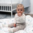 Coussin de sol grand 70x110 cm - Tapis de jeu bébé matelas de sol chambre d'enfant Minky Chouettes Gris clair-3