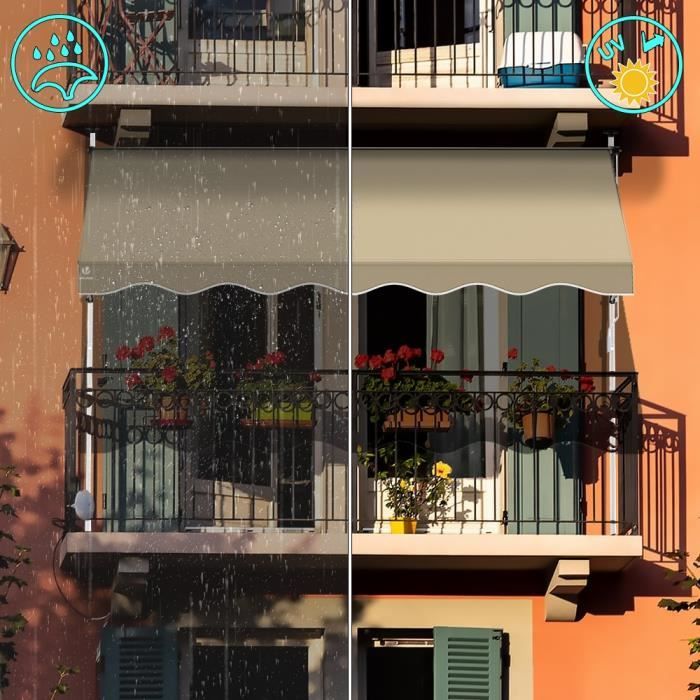 Giantex auvent de terrasse rétractable manuel de 2,5 x 2m, toile de  protection solaire avec tissu résistant aux uv et à l'eau, cadre manivelle,  pour terrasse extérieure de balcon (vin) - Conforama