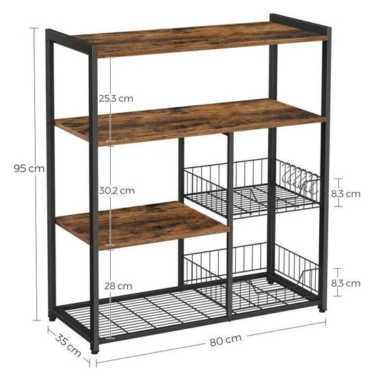 Vasagle Etagere De Cuisine De Style Industriel 10 Crochets