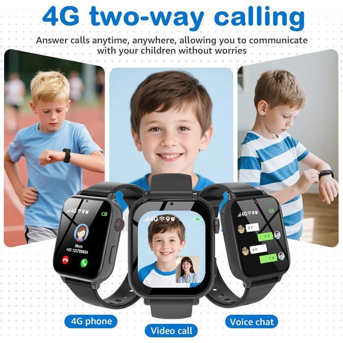 Montre Connectée Enfant SOS Avec SIM – Appels, SMS, 25 Jeux, Caméra, Podomètre, MP3, Lampe, Pour 3-12 Ans, Cadeau Parfait Montre Connectée Enfant SOS Avec SIM – Appels, SMS, 25 Jeux, Caméra, Podomètre, MP3, Lampe, Pour 3-12 Ans, Cadeau Parfait