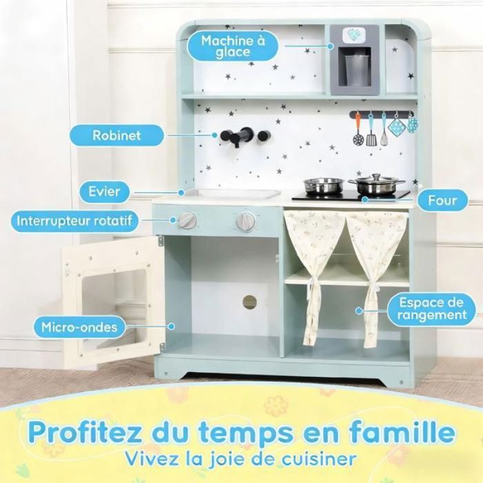 Cuisine De Poupée En Bois Pour Enfants - Kitchenette Jeu Avec Machine à Café - 3 Ans+