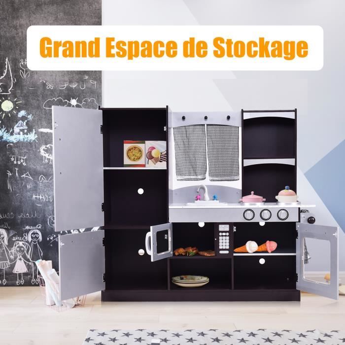 GIANTEX Cuisine Enfant en Bois, avec Réfrigérateur Séparé, Distributeur