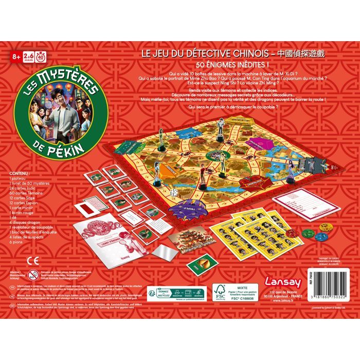 Lansay Les Mystères De Pékin – Jeu D'enquête Familial Dès 8 Ans – 2 à 6 Joueurs – 40 Min – Édition Originale En Français