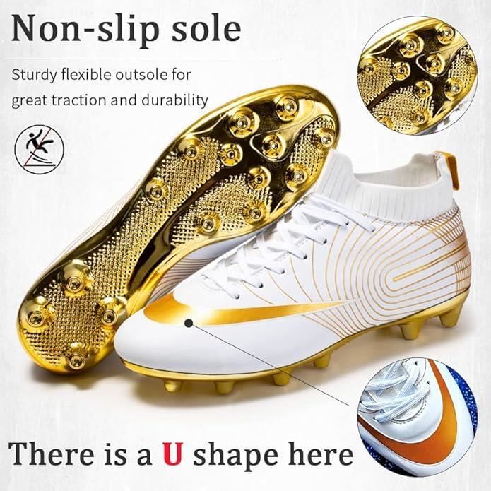 Enfant Chaussures de Football Garçon High Top Professionnel Spike  Adolescents Crampons Athlétisme Entrainement Chaussures de Sport en Plein  Enfant Foot pour Blanc Orange 33 : : Mode