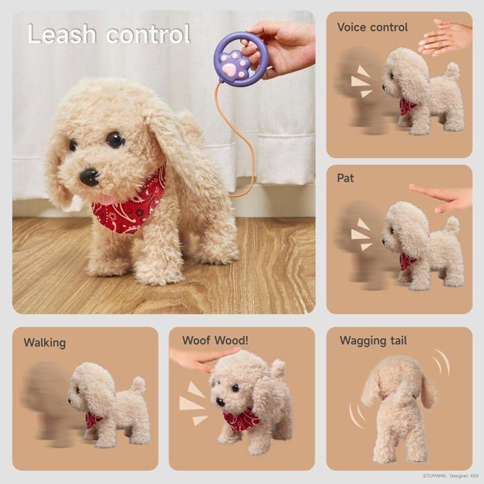 Chat Interactif Chien Jouet Qui Bouge TUMAMA Chien Interactif Jouet Enfant Fille 3 4 5 6 Ans, Peluches Et Animaux Interactifs, Chien Robot Peluche Interactive, Electronique Chien Qui Marche Et Aboie En