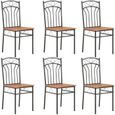 Lot de 6 chaises de salle à manger - OVONNI - Style contemporain Scandinave - Marron MDF - Pieds en métal-0
