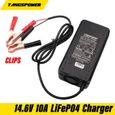 TANGSPOWER sortie 14.6V 10A pour 12V 10A Lifepo4 chargeur de batterie pinces Charge adaptateur cc entrée 100-240V avec Clips-0
