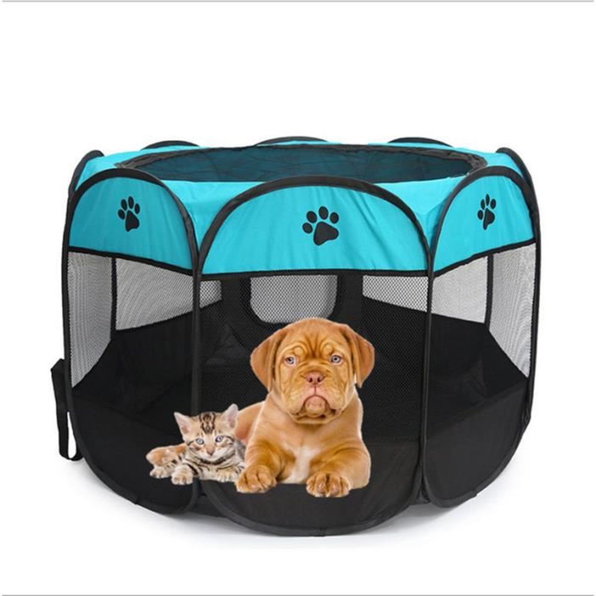 Parc A Chiot Bleu Grand Parc Animaux Parc A Chiots Chiens Chats Chatons Petits Animaux Enclos Pour Animaux Pliable Cdiscount