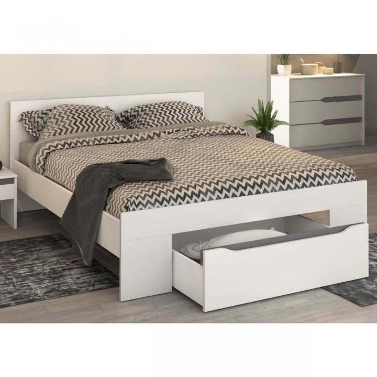 Lit Tiroir Blanc 140x190 Lt4000 Terre De Nuit Achat Vente Structure De Lit Lit Tiroir Blanc 140x190 Cdiscount