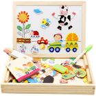 BRAND Puzzle Magnétique en Bois Blanc - Tableau Éducatif Animaux - 100-200 Pièces - Pour Enfants de 3 Ans et Plus