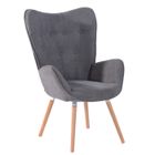MEUBLES COSY Fauteuil scandinave avec accoudoirs en tissu gris capitonné - KAS