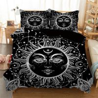 Indien Hippie Bohème Mandala Tarot Soleil Lune Parure de lit 2 personnes 1 housse de couette 220*240cm + 2 taies d'oreillers