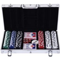 Mallette professionnelle de Poker en aluminium HOMCOM - 300 jetons - 2 jeux de cartes - 38x21x6,5cm
