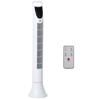 Ventilateur colonne tour oscillant silencieux 40 W télécommande panneau contrôle tactile 3 vitesses H.91,5 cm blanc 20x20x91cm Blanc