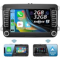Junsun Autoradio Android 12 pour Golf 5 6 VW Passat Polo Seat Skoda 7''écran Tactile Carplay Android Auto RDS GPS WiFi[2Go+32Go]