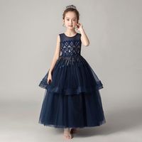 Robe Fille - Mode robe de princesse fille fleur délicate - bleu CP™