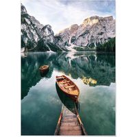 Tableau Panorama Lac de Braies Italie 70x50 cm - Imprimée sur Toile - Tableau Nature Paysage