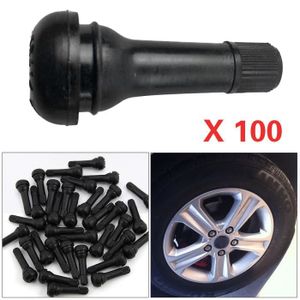 100x Valves pneu voiture de caoutchouc TR414 demont/ée Perfect Equipment Valves pour jantes noir avec bouchon de valve