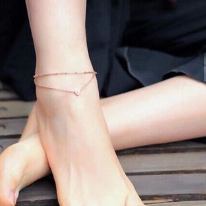 4pcs//Set Femme bijoux plaqué or cœur perles Cheville Chaîne Pied Cheville Bracelet
