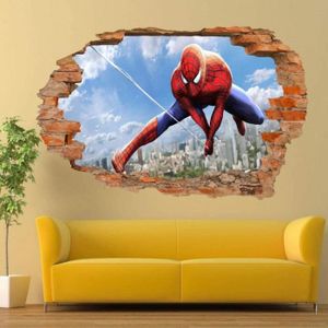 3D effet fenêtre spiderman autocollants muraux décoratifs sticker 64