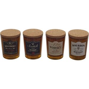WHISKY BOURBON SCOTCH Bougies Parfumées Oenologie Whisky Coffret De 4 As