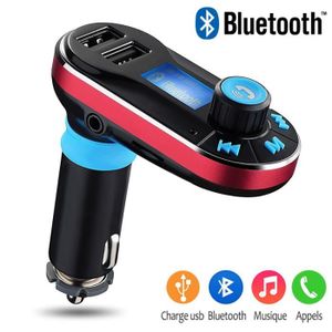 KIT BLUETOOTH TÉLÉPHONE Kit Mains Libres Bluetooth Voiture Rouge Chargeur USB Rouge pour Tous les Smartphones