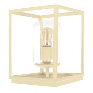 LAMPE A POSER HESSE-Lampe à poser carré métal  beige Abat-jour: cylindre verre transparent 1 ampoule E27 vintage P20xD20xH27cm