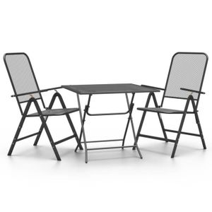 Ensemble table et chaise de jardin Mobilier à dîner de jardin 3 pcs Maille Métal Anthracite A3084721 zhuoshop