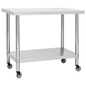 PLAN DE TRAVAIL Table de travail de cuisine avec roues 80x60x85 cm Inox 51636