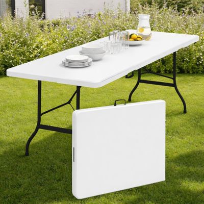 Table Pliante Extérieure étanche 1,8 M | Portable, Résistante 150 Kg | Pour Pique-nique, Camping, Barbecue | Blanc - 3