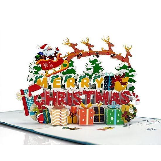 Carte de Noël 3D, Carte Noël Français, Carte joyeux Noël, Cadeau Noël