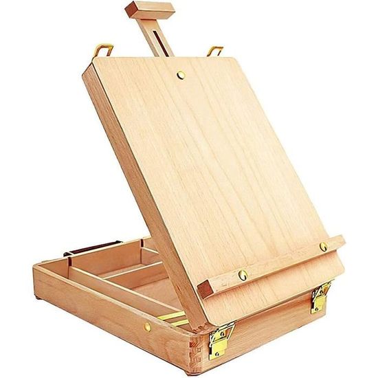 Chevalet de bureau pliable solide et durable, planche à dessin portable A1/A2/A3, outil de peinture 100 % bois de hêtre massif, 6 réglages d'angle, pour artistes, étudiants en art et débutants (A