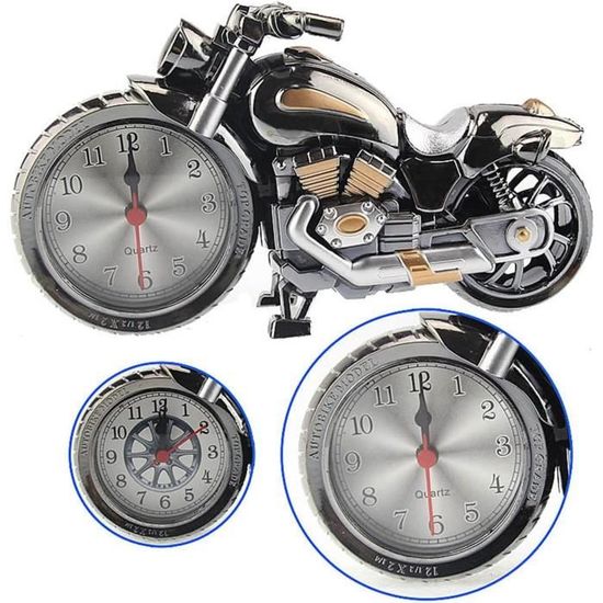 Horloge,Décor à la maison moto Design réveil bureau décor créatif Table  horloge Cool moto forme réveil œuvres d'art - Type H01 - Cdiscount Maison