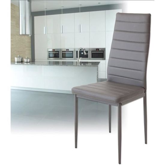 Lot de 4 chaises de salle à manger Gris - Yagewa - Contemporain - Design - Cuir - L 40 x P 39 x H 98 cm